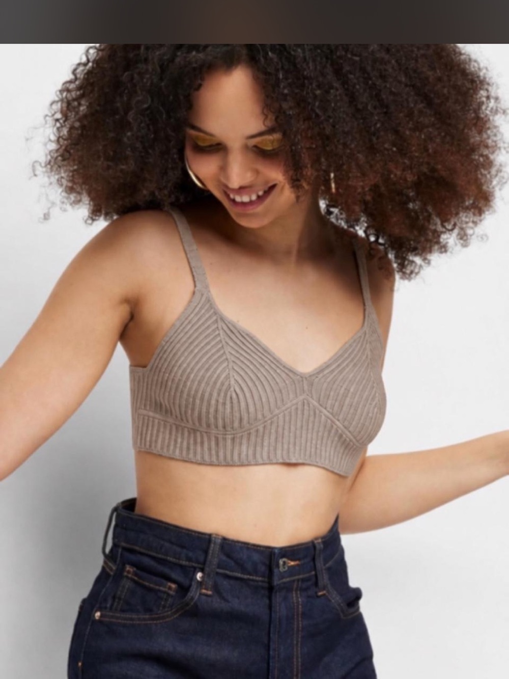 Wild fable TAUPE Ribbed Knit Bralette in Cream